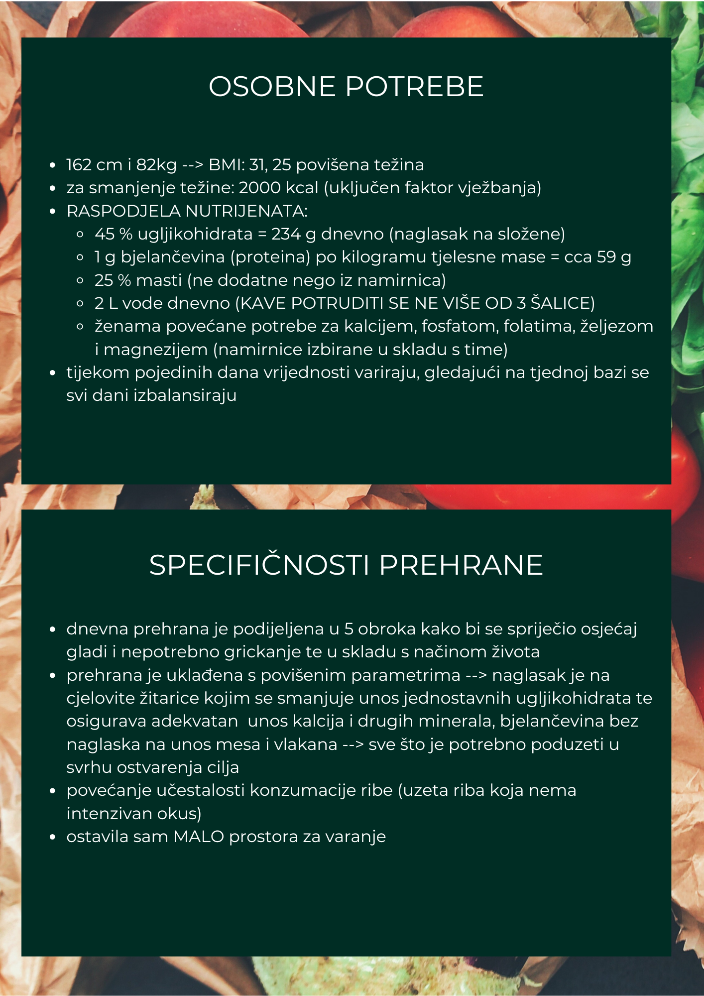 PERSONALIZIRANI PLAN PREHRANE