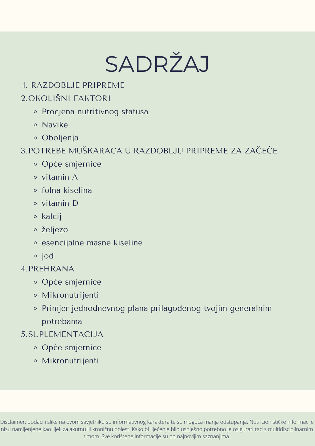 KAKO SE PREHRANOM PRIPREMAM  ZA ZAČEĆE