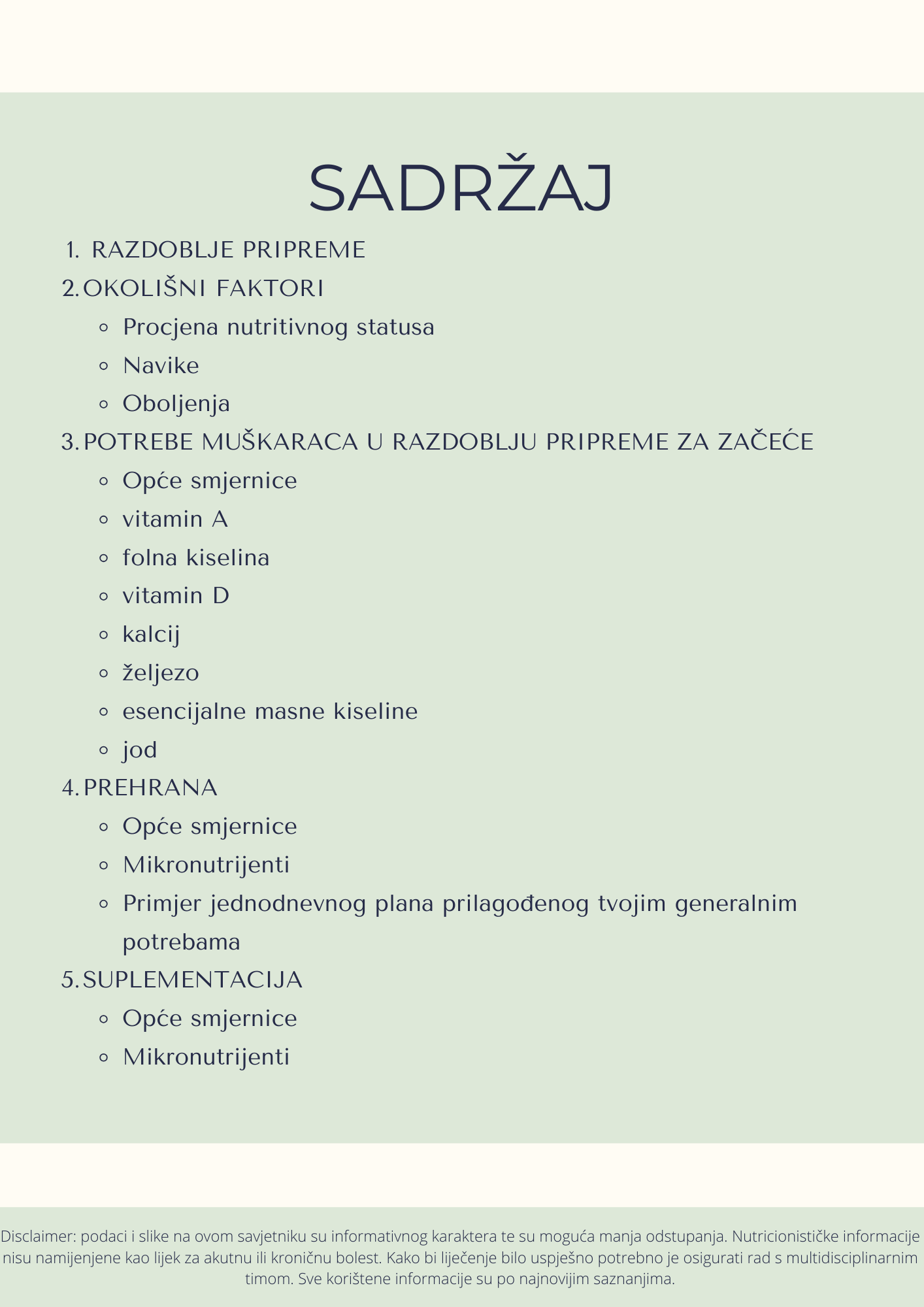 KAKO SE PREHRANOM PRIPREMAM  ZA ZAČEĆE